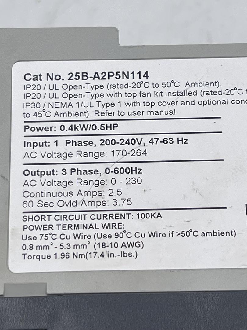 Allen Bradley 25B-A2P5N114 Ser A