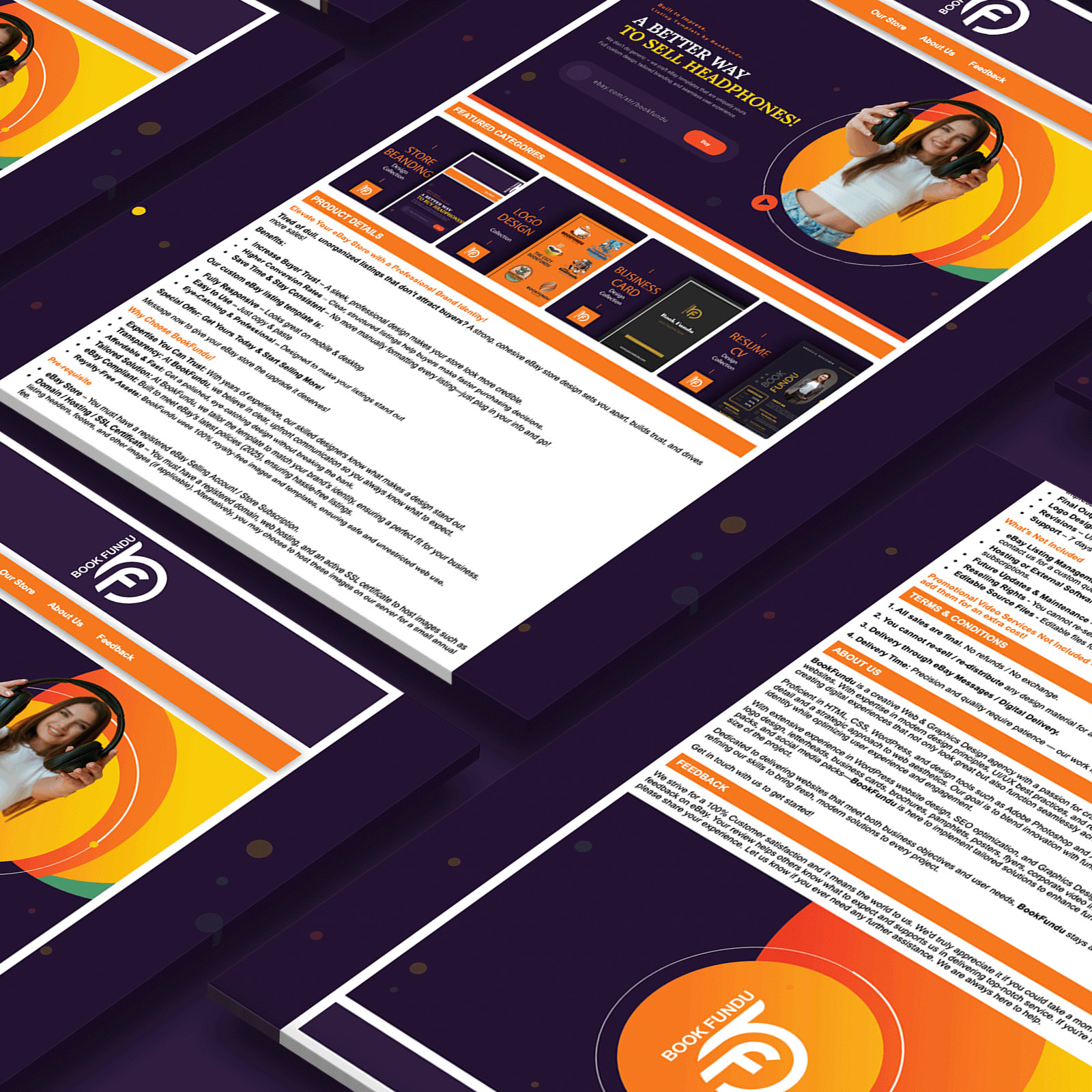 Modern eBay Store Design & Auction Template for Headphones & Audio Gear Sellers