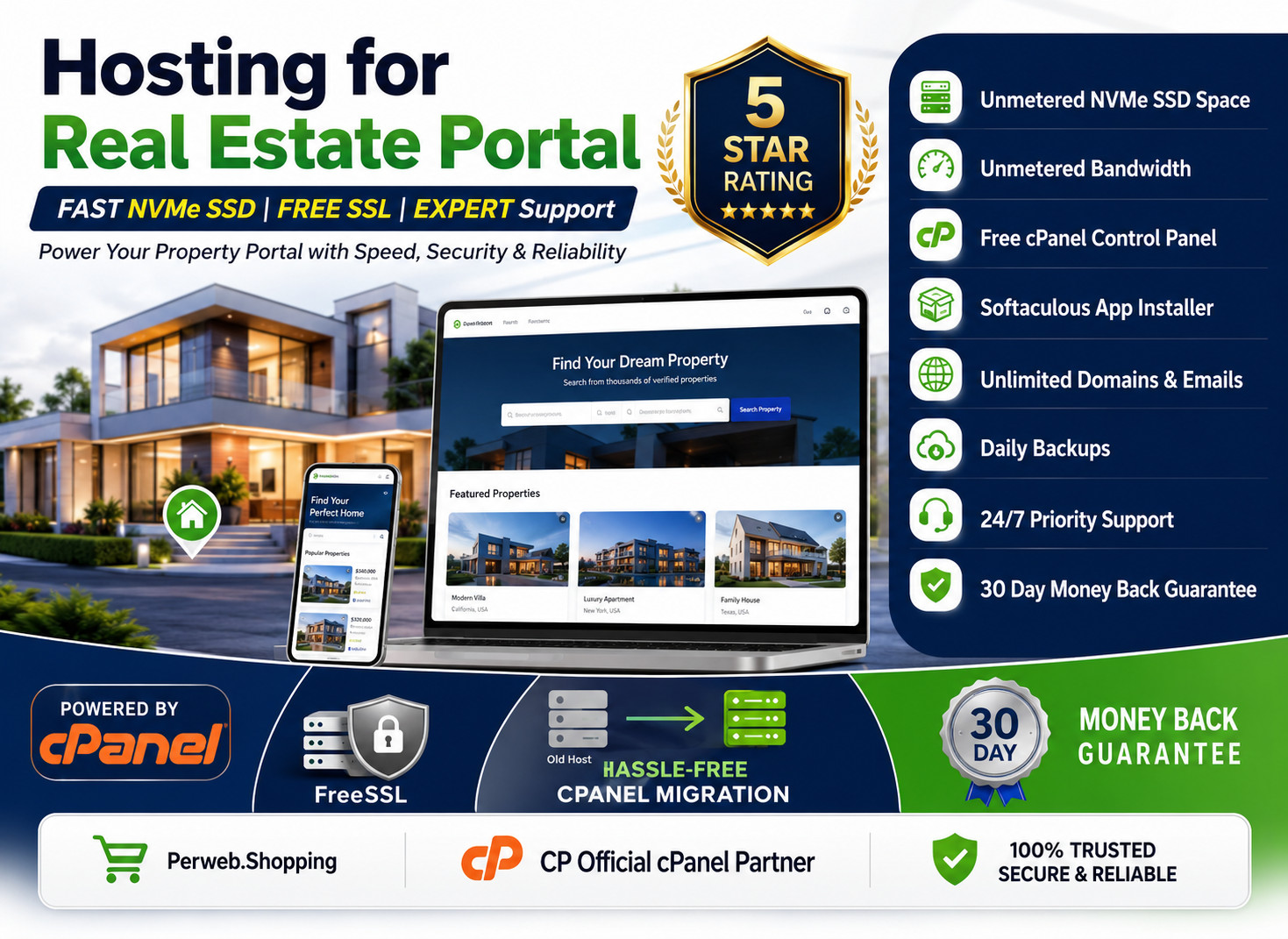 Hosting for Real Estate Portal – 🏠 Lightning Fast SSD | Secure | Only $14.99/Yr