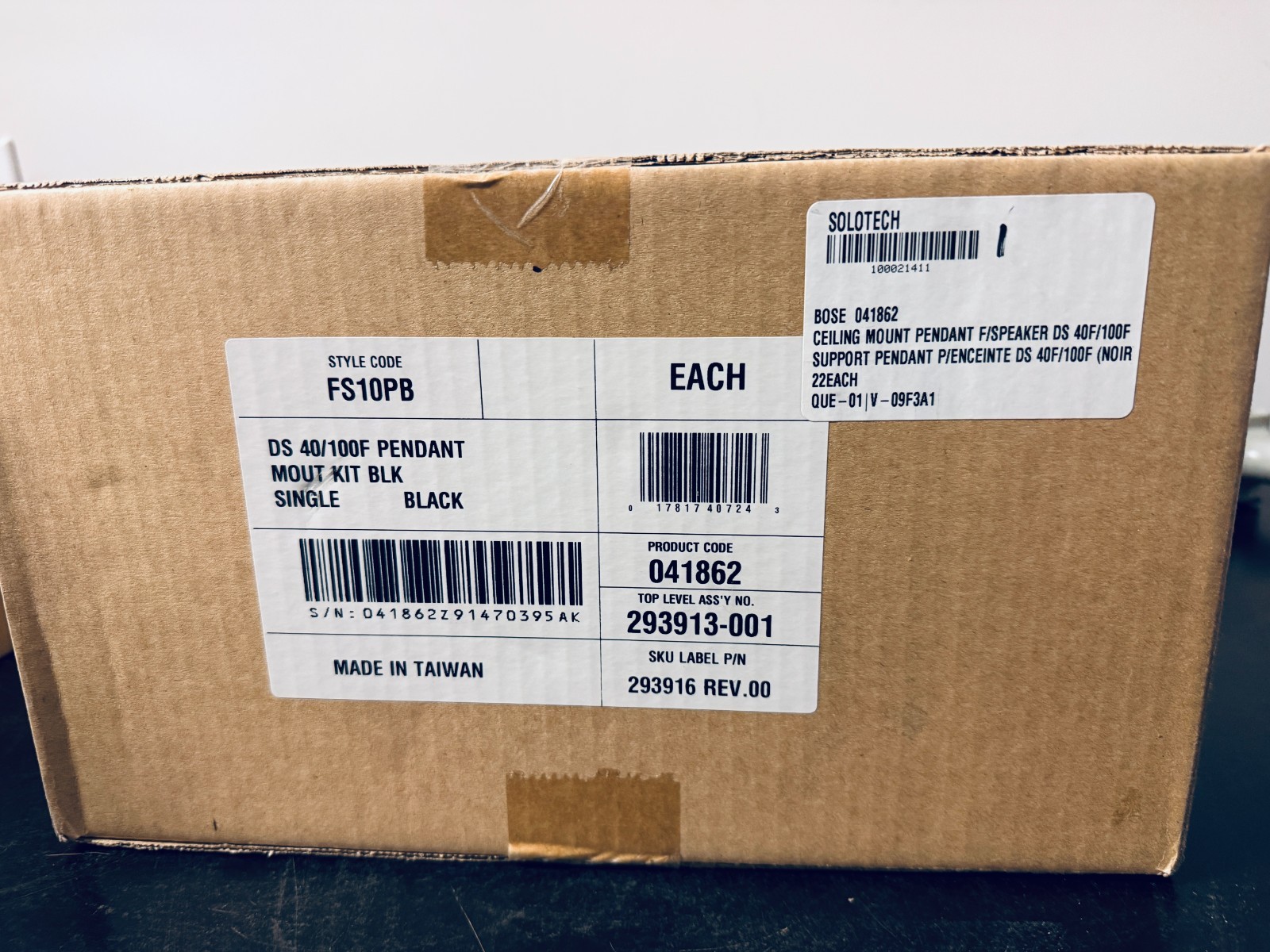 Bose FS10PB Ceiling Pendant Mount Kit DS40 DS100F Speaker Black – New Sealed