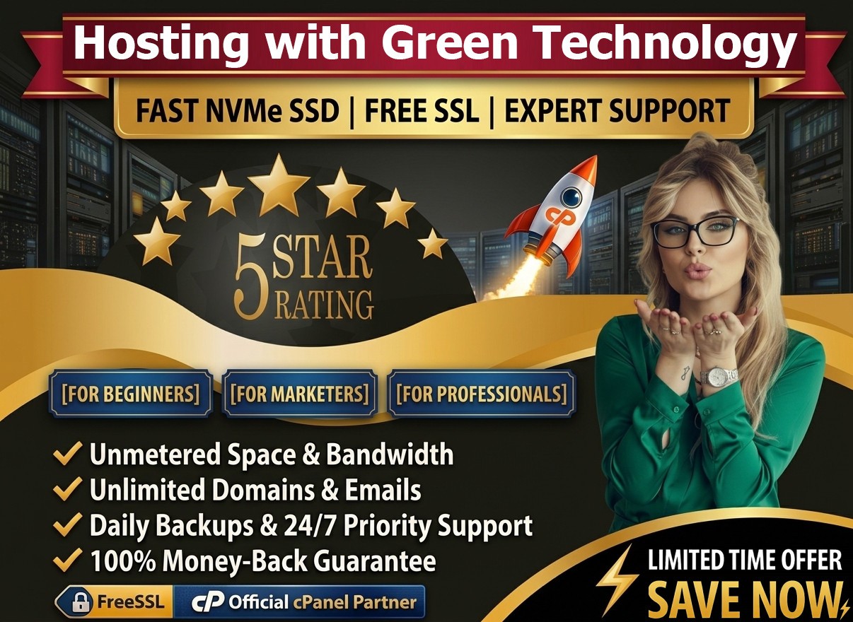 Hosting with Green Technology – ♻️ Lightning-Fast SSD + Free SSL | $14.99/Year!