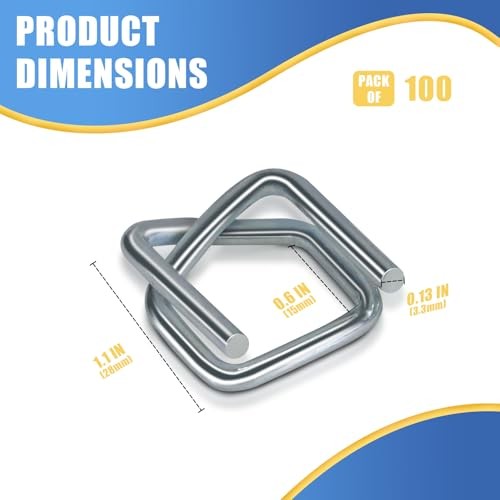 100 Pack 1/2″ Heavy Duty Galvanized Wire Buckles for Cord Strapping Banding