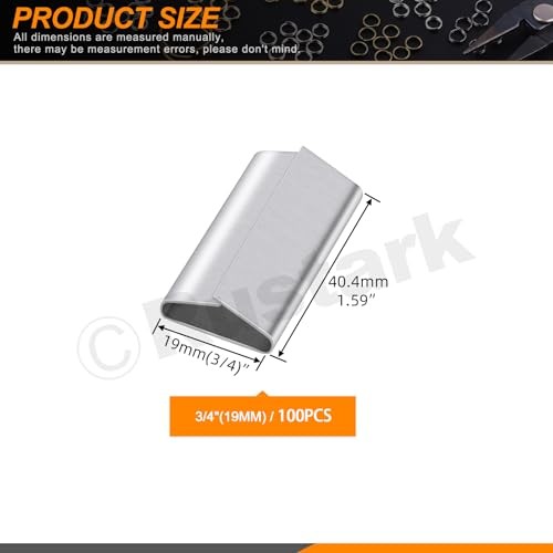 100 Pcs 3/4″ Strapping Closed Seals Galvanized Steel Banding Clips for Packaging