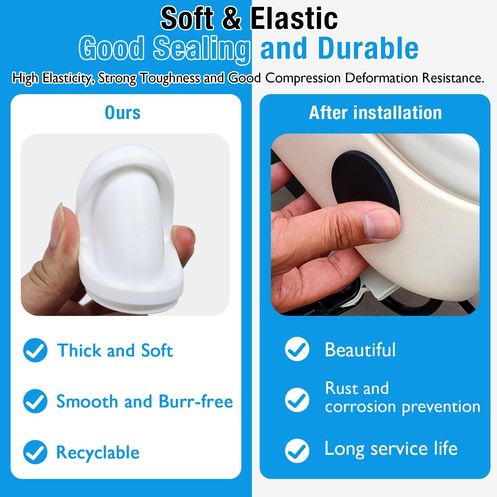 8mm Silicone Rubber Hole Plugs Snap In White Waterproof Seal Caps Pack of 25