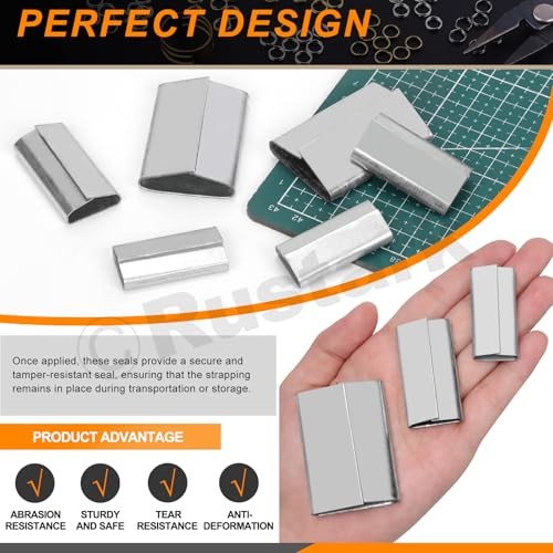 100 Pcs 3/4″ Strapping Closed Seals Galvanized Steel Banding Clips for Packaging