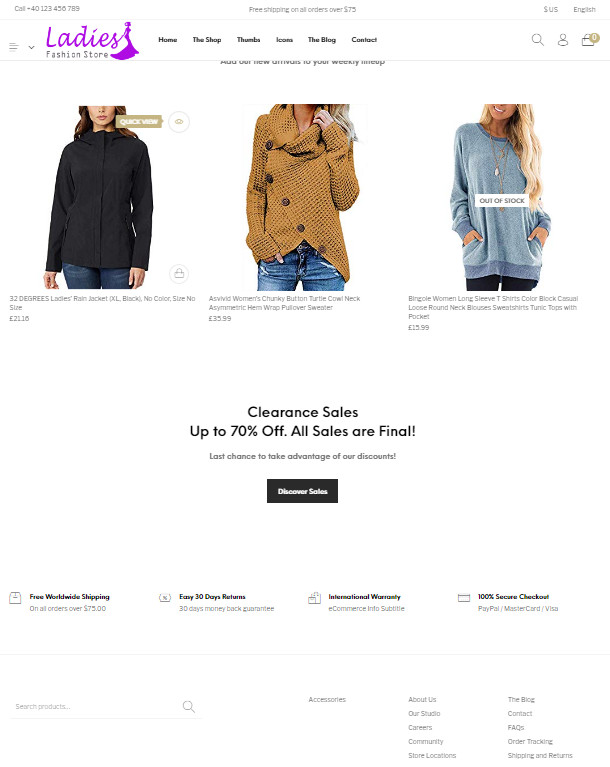 Ready made Drop shipping website Free hosting & set up , Ladies Fashion Stores