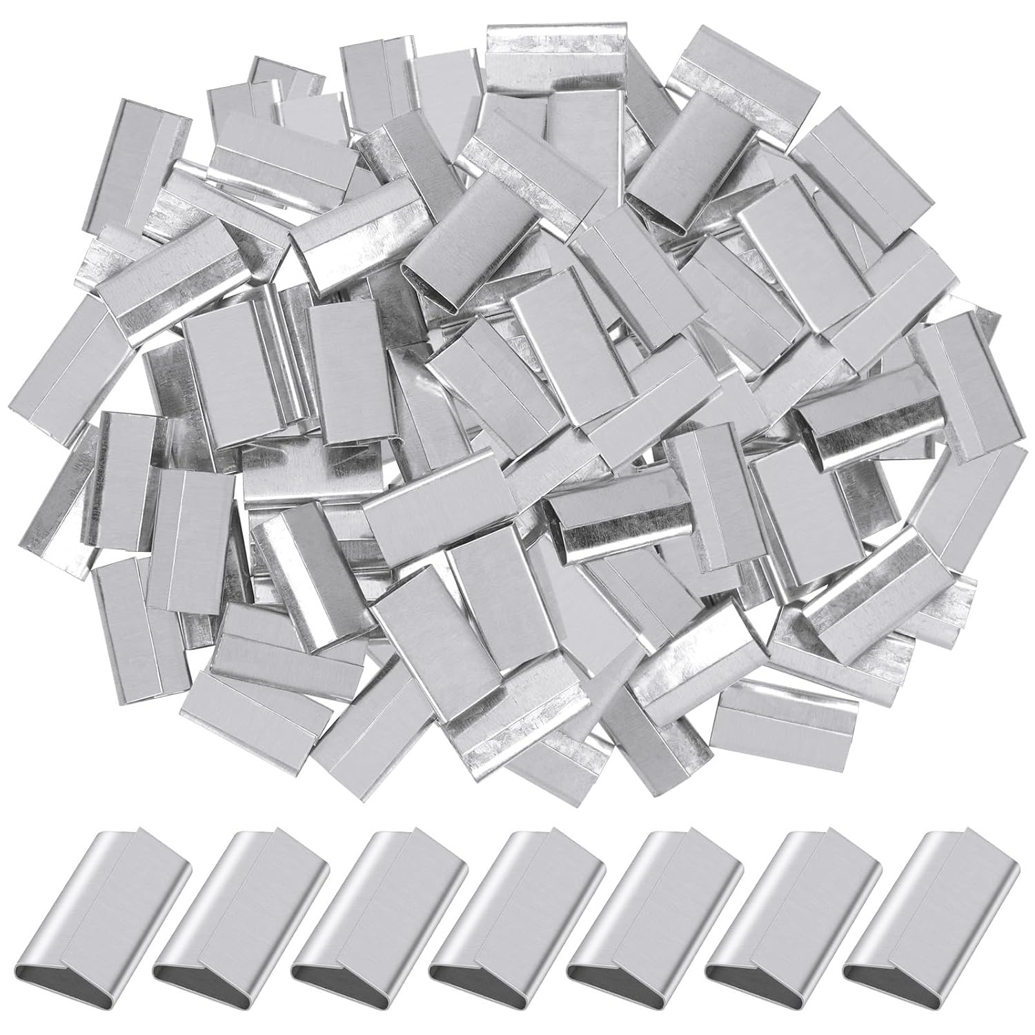 100 Pcs 3/4″ Strapping Closed Seals Galvanized Steel Banding Clips for Packaging