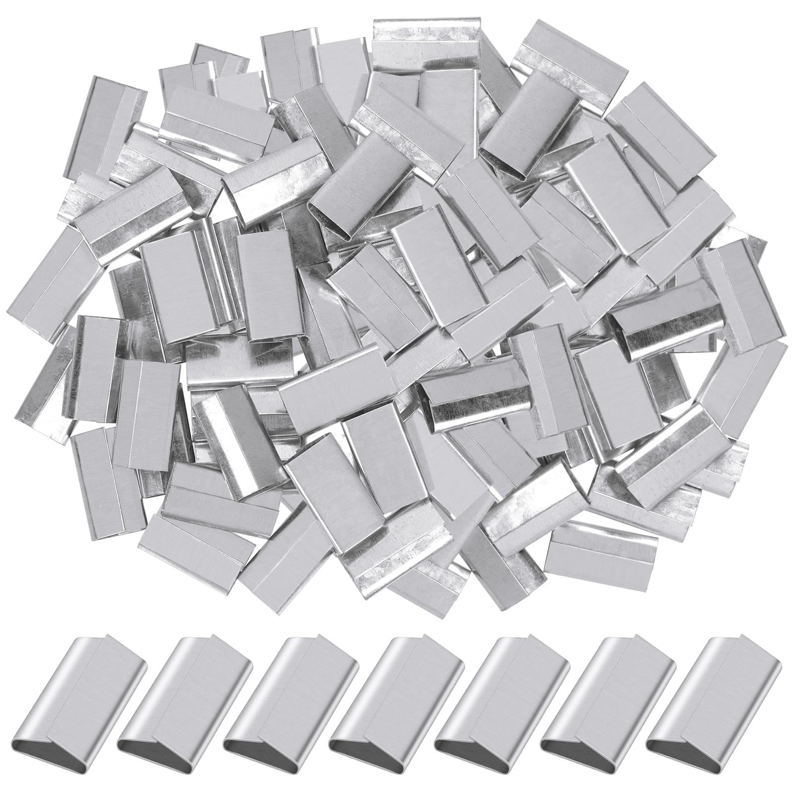 100 Pcs 3/4″ Strapping Closed Seals Galvanized Steel Banding Clips for Packaging