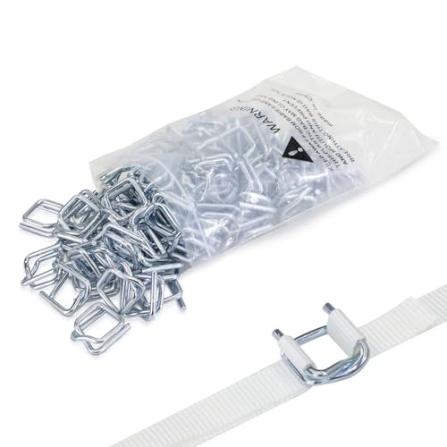 100 Pack 1/2″ Heavy Duty Galvanized Wire Buckles for Cord Strapping Banding