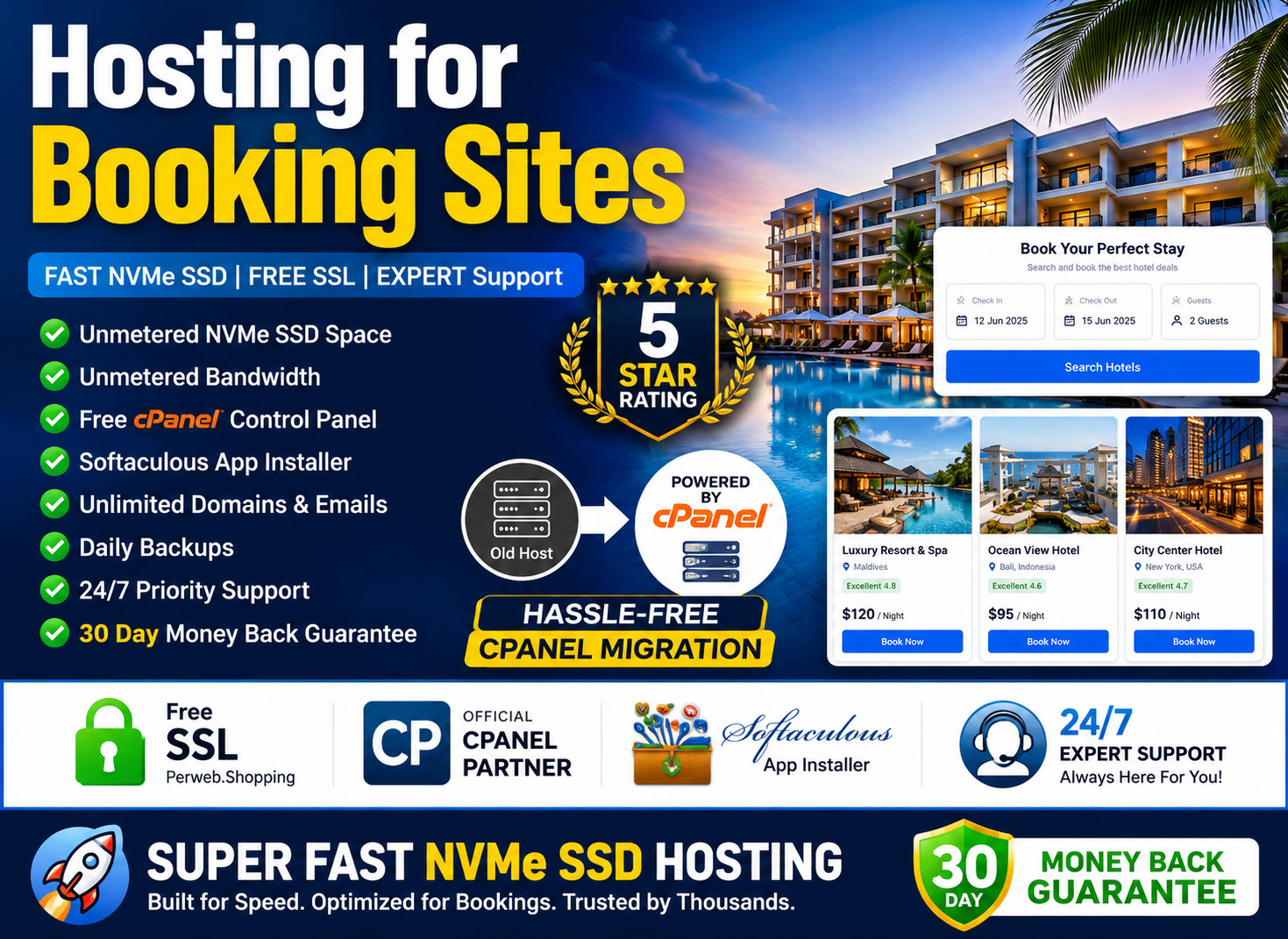 Hosting for Booking Sites – ⚡Unlimited SSD, SSL, Emails | Fast Setup $14.99/Year