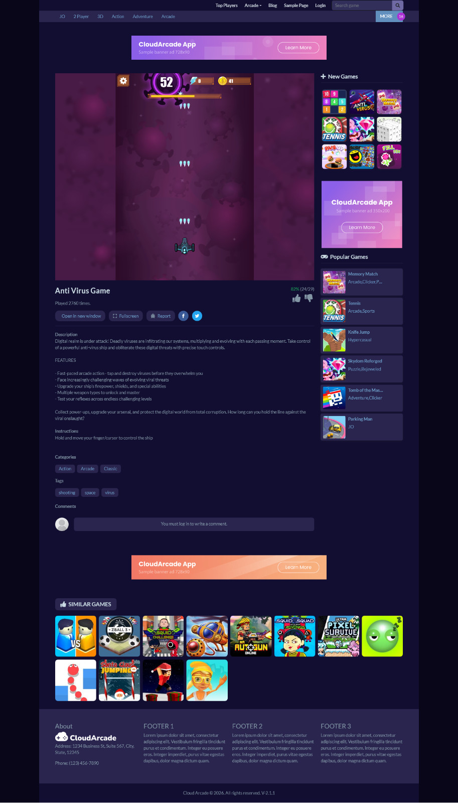 GameCloud – HTML5 Web Game Portal CMS | PHP Gaming Website Project + Support