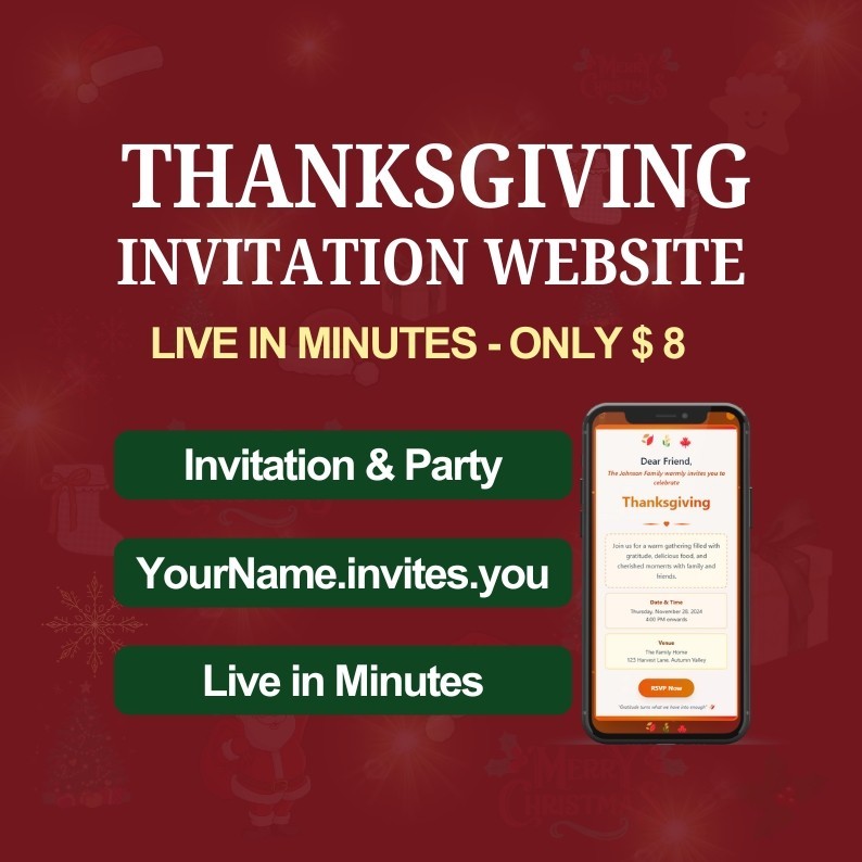 Thanksgiving Dinner Invitation Website | Personalized & Customized