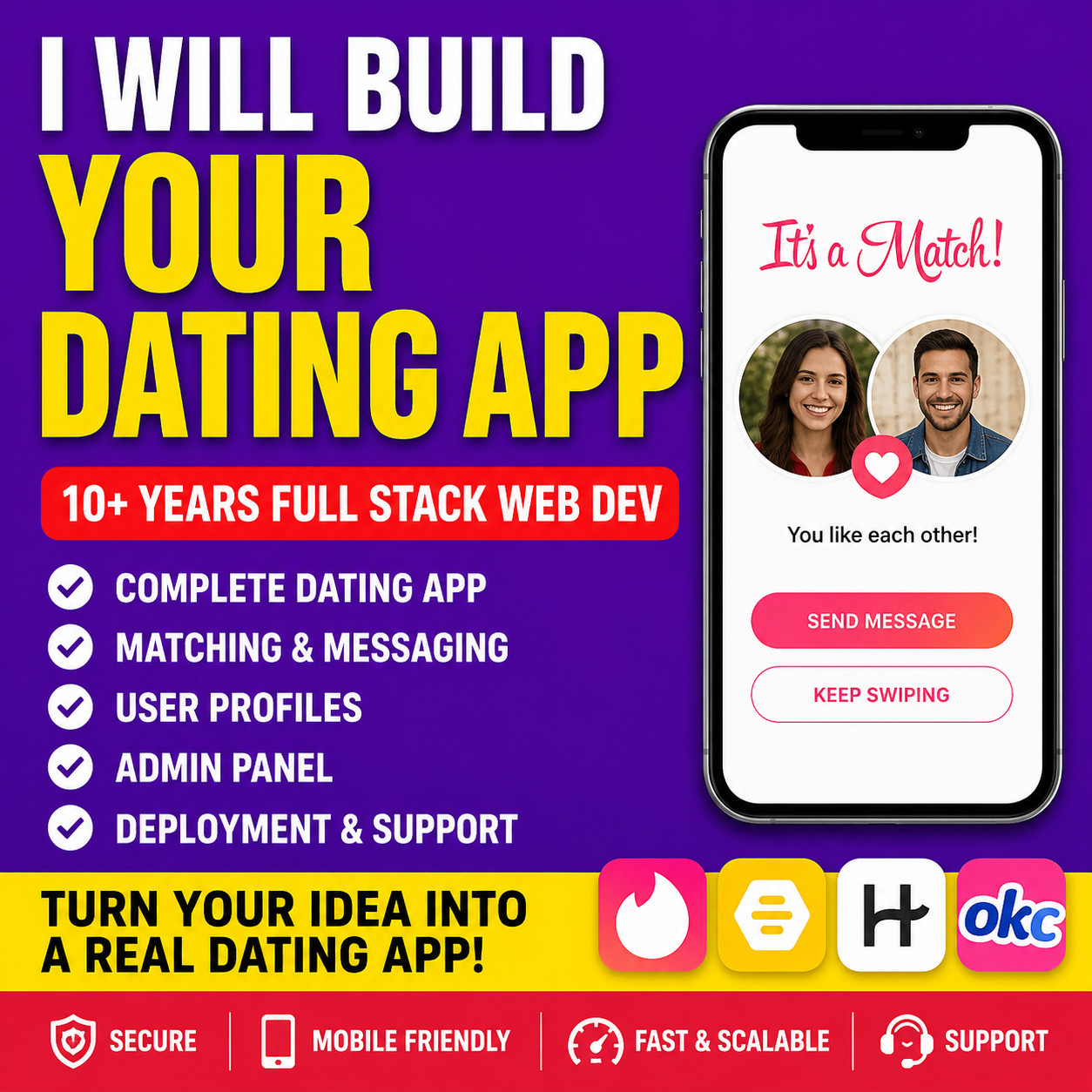 I Will Build Your Custom Dating App or Dating Platform, contact before order.