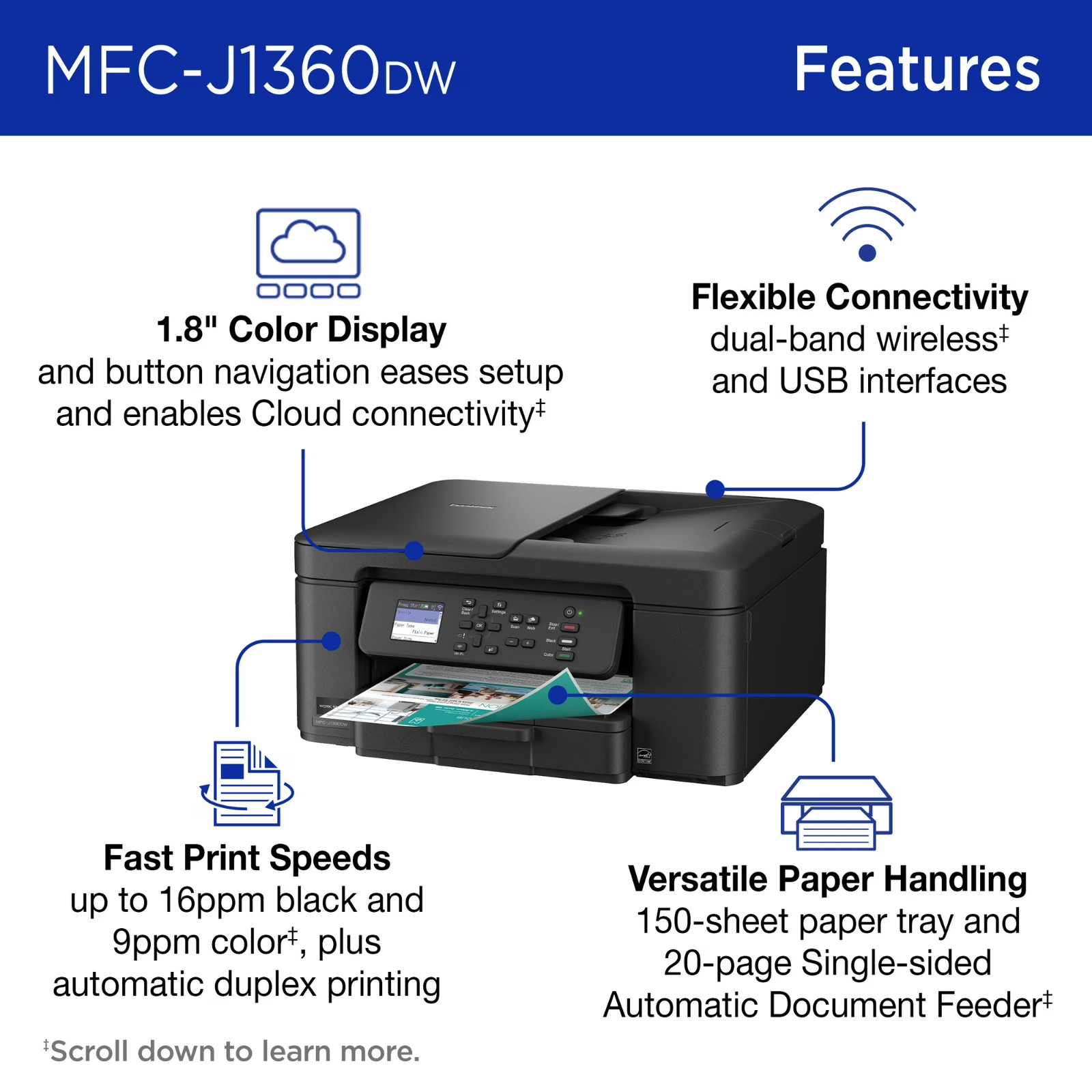 Professional Work Smart Wireless Device for Home Office – Color – J1360DW