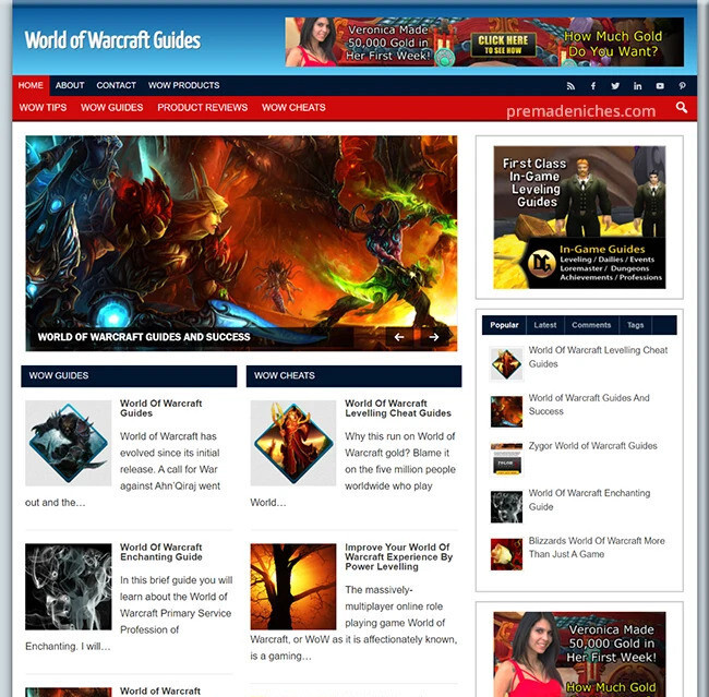 Premade World of Warcraft Blog – Niche Website Business For Sale