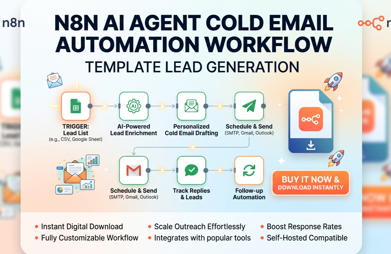n8n AI Agent Cold Email Automation Workflow Template Lead Generation