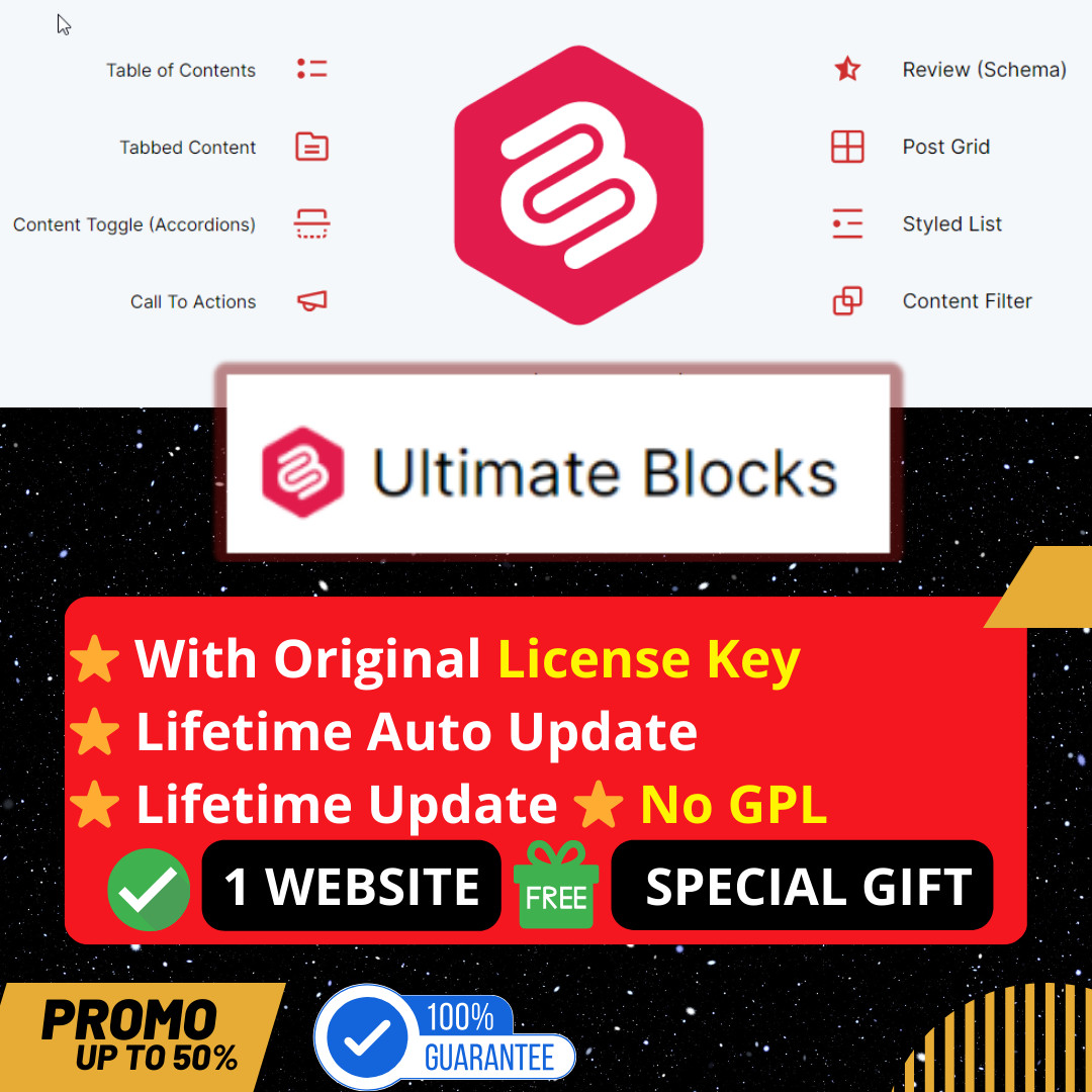 Ultimate Blocks Pro WordPress Plugin⭐with Original License Key⭐BONUS GIFT