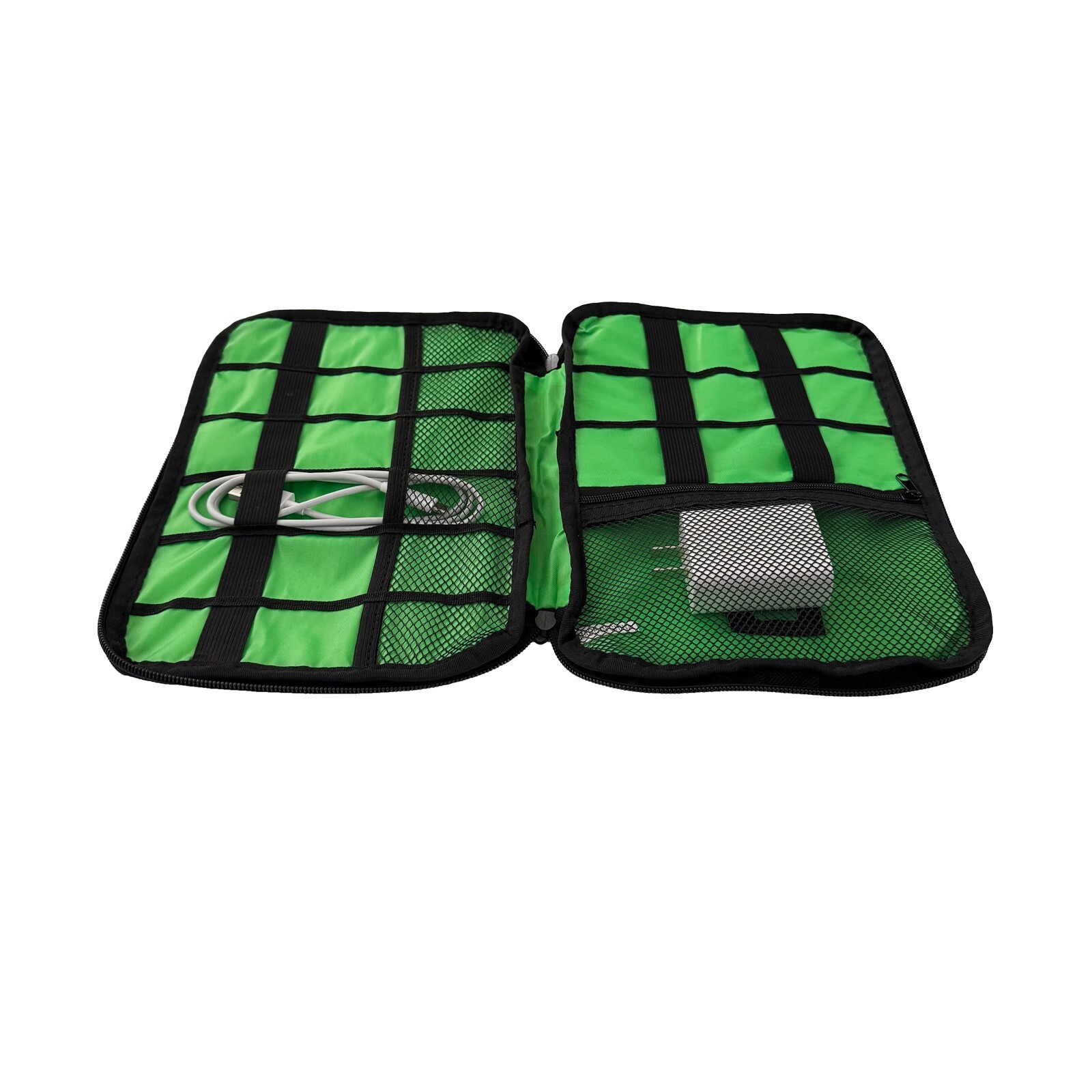 Storage Bag Mobile Phone Data Cable Portable Large Mesh Pocket Two-Way Zipper