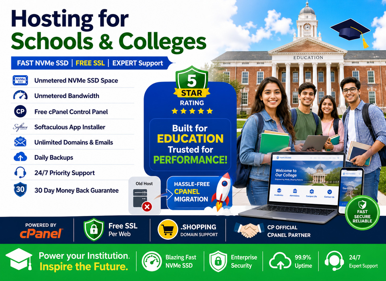 Hosting for Schools and Colleges – 🎓Unlimited Fast SSD, SSL, Emails | $14.99/Yr