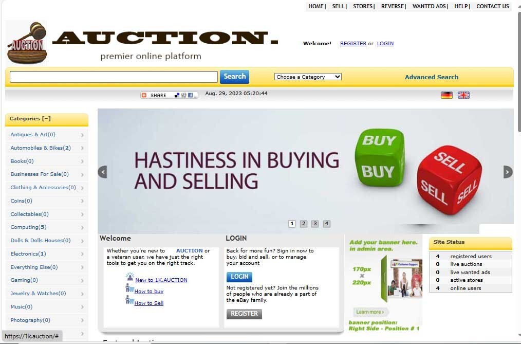 Top Auction / buy it now Style Multi-vendor Website Free Hosting / setup