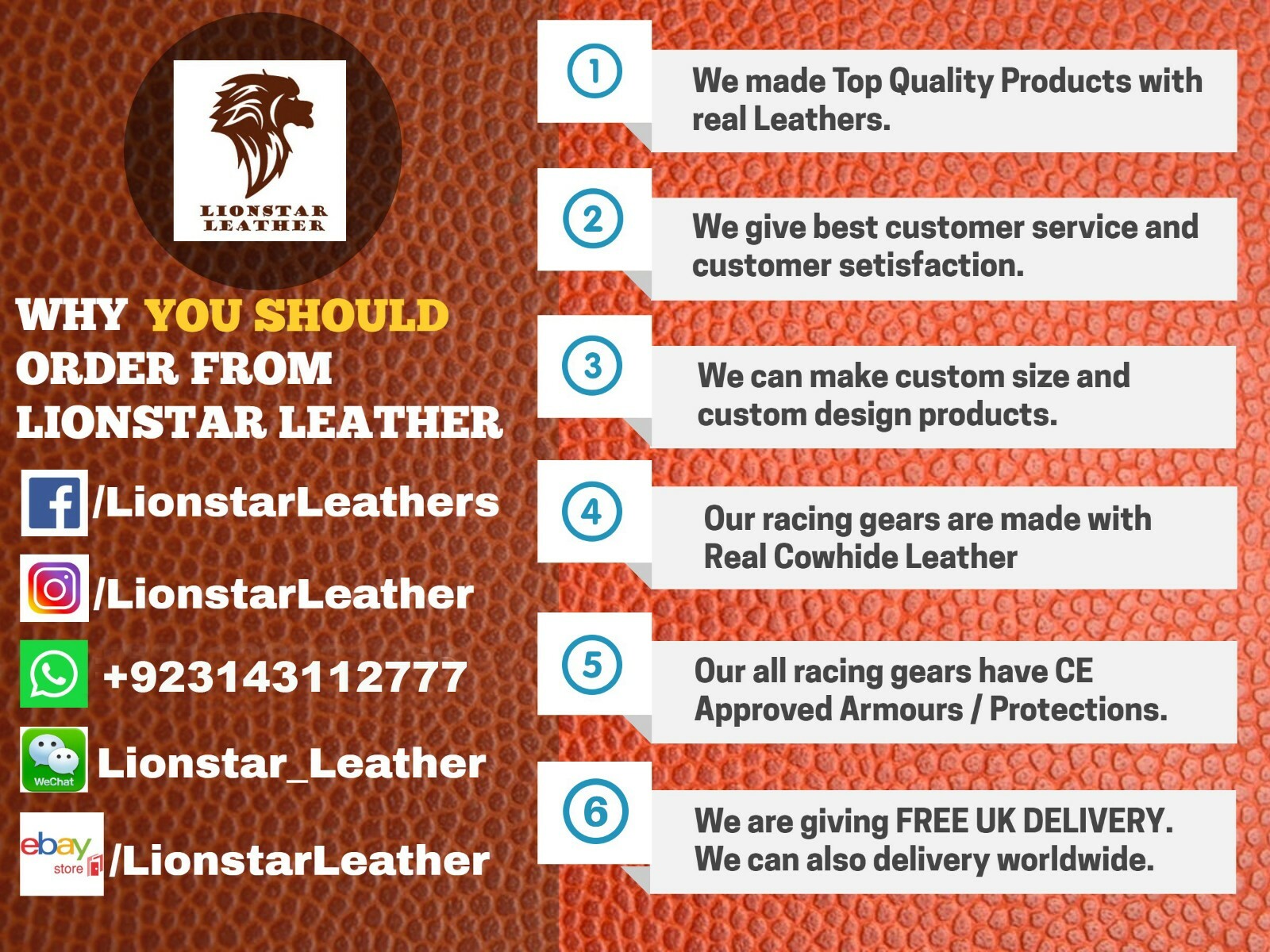 Lionstar Leather Business Dealership For Online Shop or Drop-Shipping