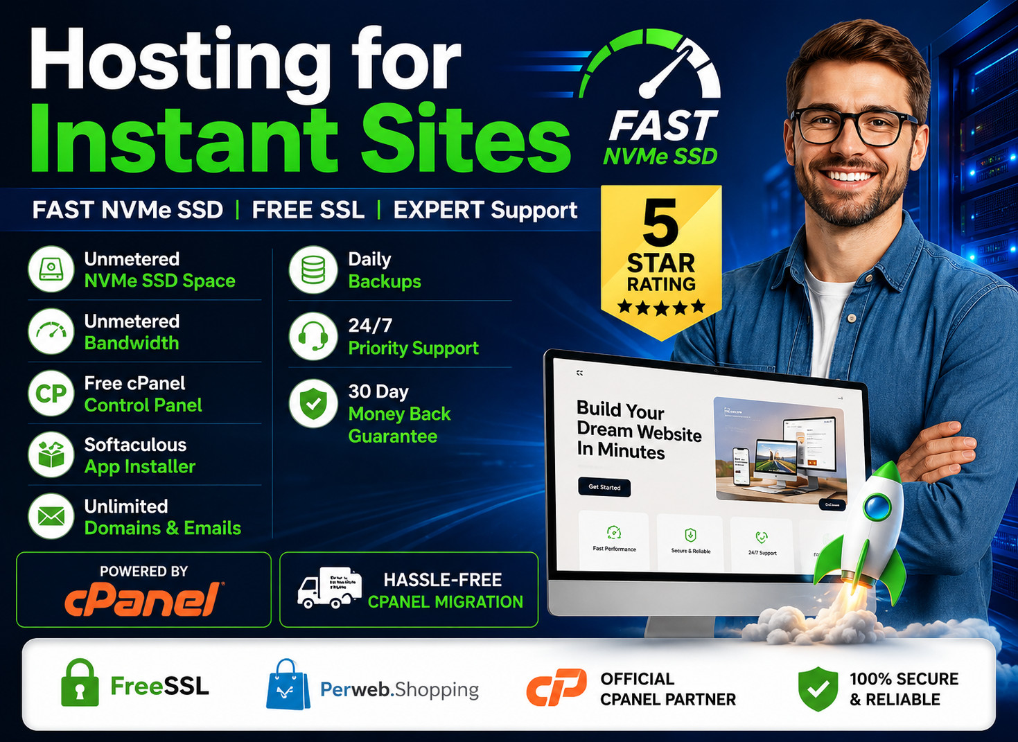 Hosting for Instant Sites – ⚡ Unlimited SSD + Email Setup + Support – $14.99/Yr