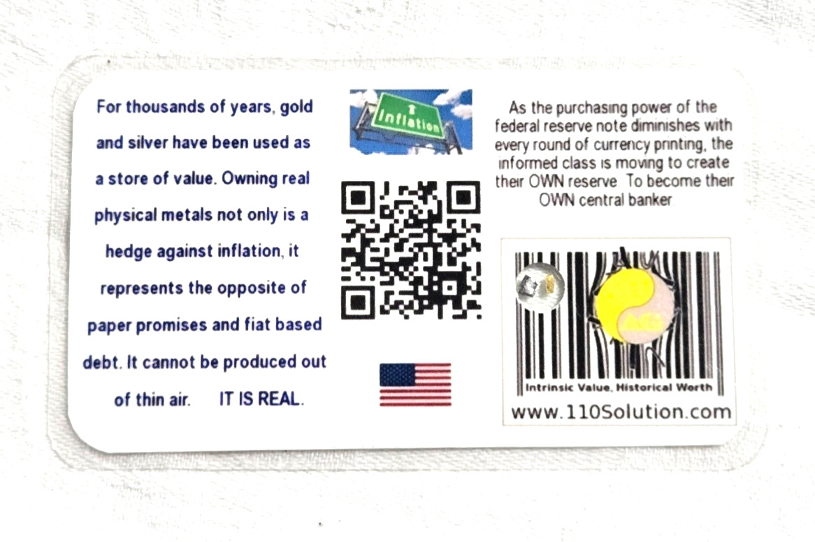 110Solution.com Laminated Business Card with small bits of Gold & Silver