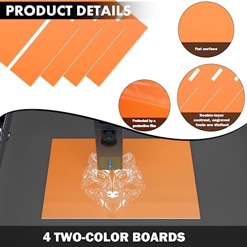 4PCS Laser Engraving ABS Plastic Sheets 12×8 Orange/White Engravable Blanks DIY