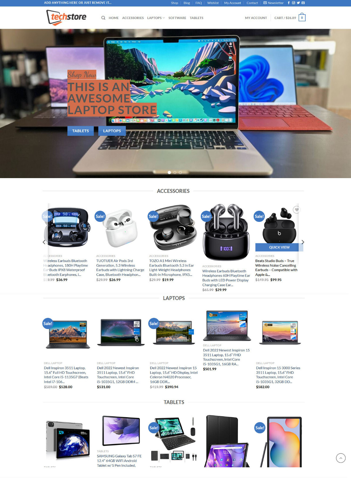 Laptops, Tablets, Accessories, Software Store Website + Affiliate/DropShip