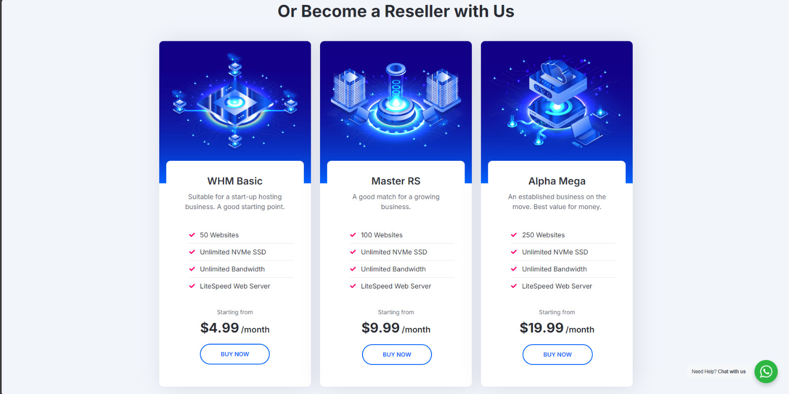 Reseller Hosting with CloudLinux & LiteSpeed Super-Fast NVMe M.2 SSD 50 Domains
