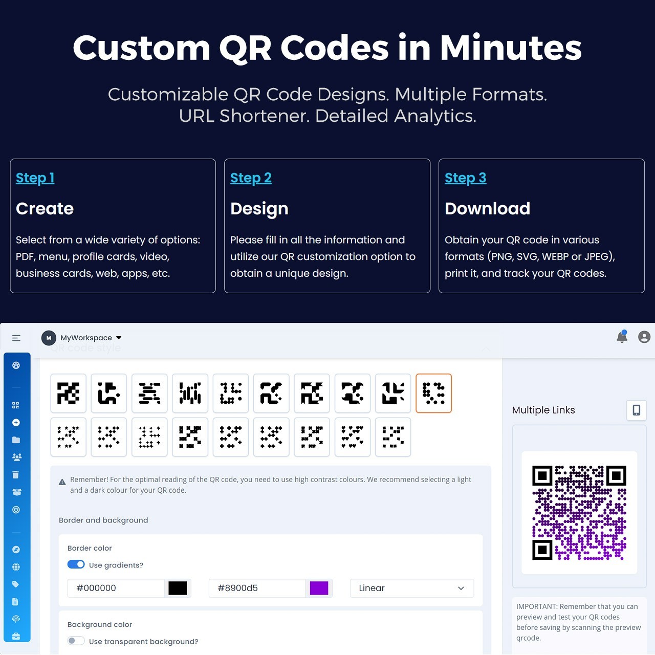 🥷 ElkQR ‒ 1-Year | Custom Dynamic QR Codes, URL Shortener, Landing Pages