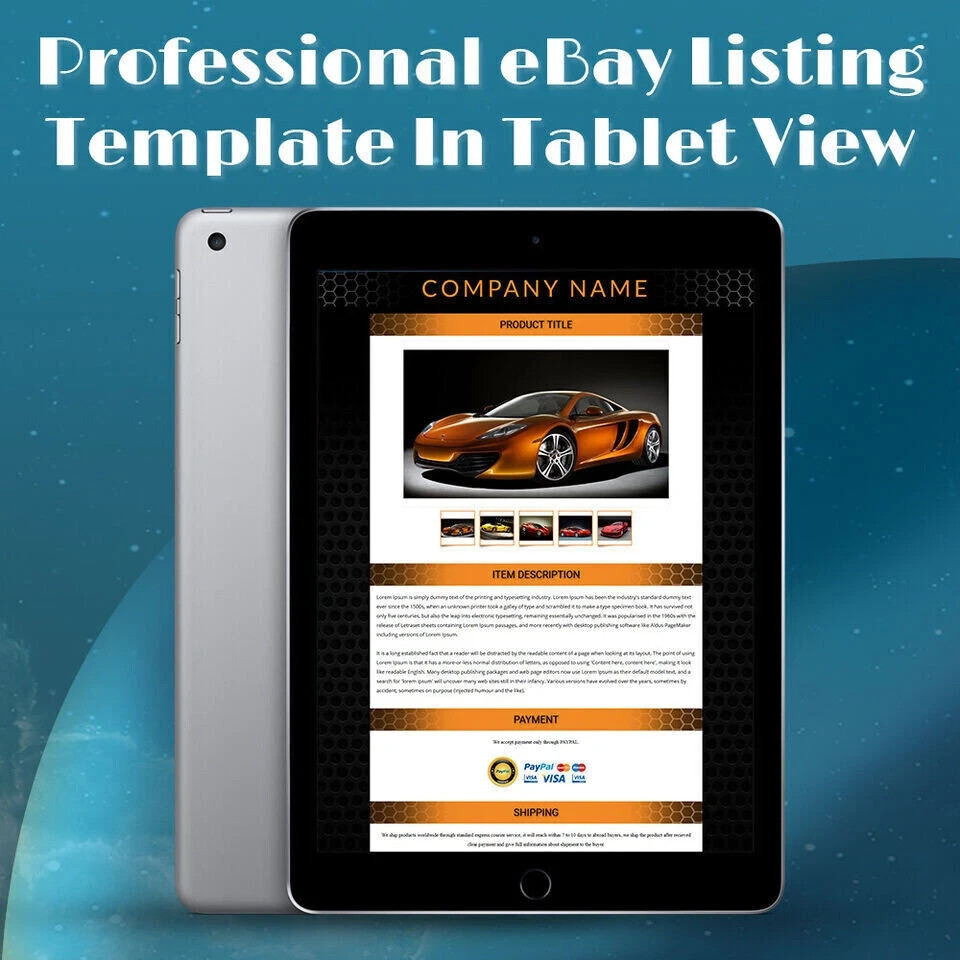 eBay Mobile Responsive Listing Templates Auction Gallery Html for Automobiles