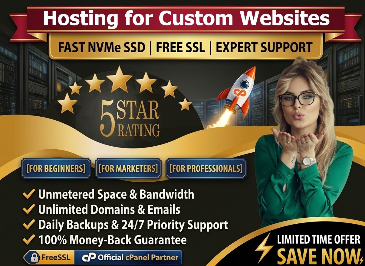 Hosting for Custom Websites – ⚡ Blazing Fast, Secure, Unlimited | Only $14.99/Yr