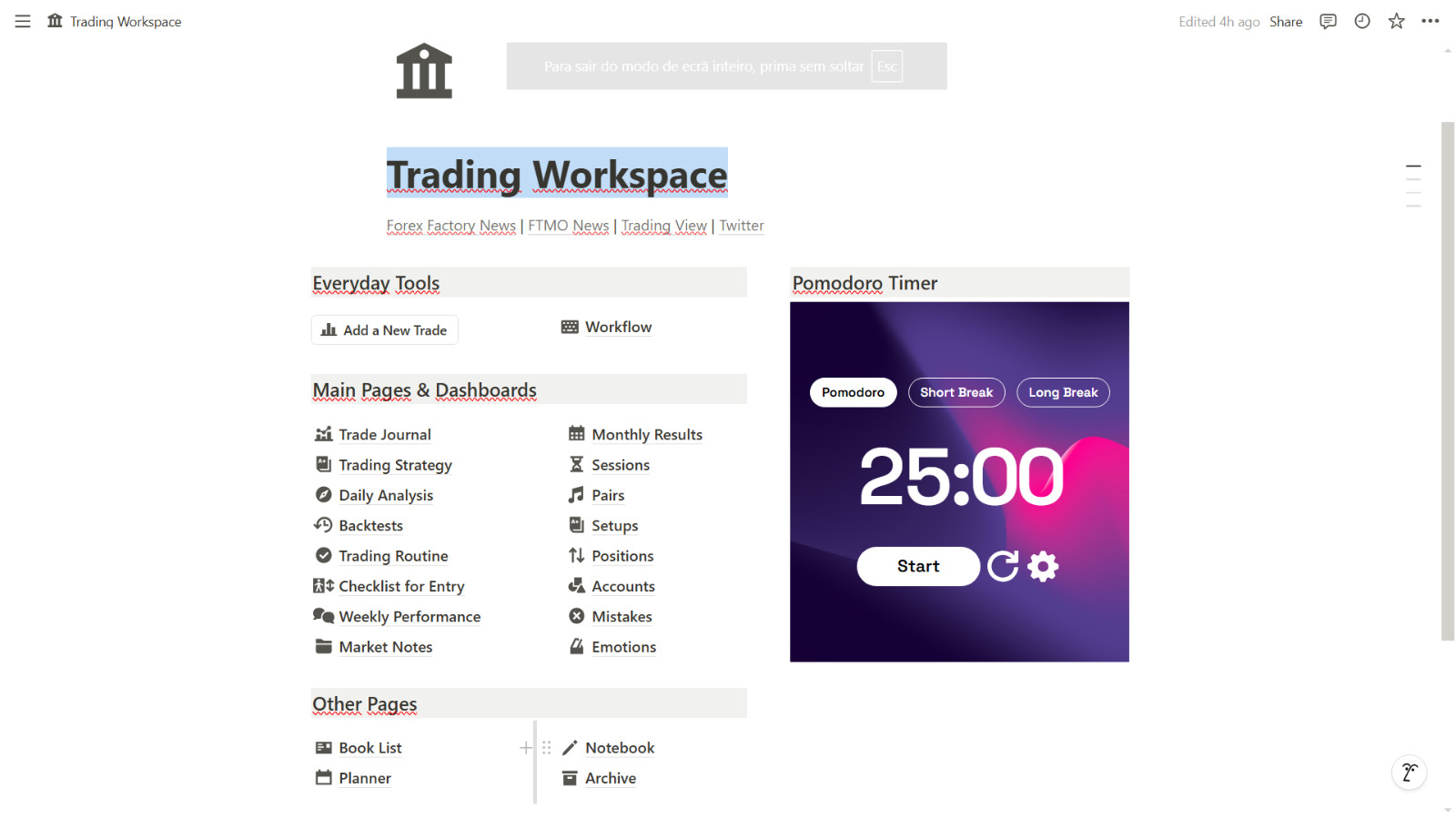 Comprehensive Trading Workspace Template for Notion – Track, Analyze, Optimize