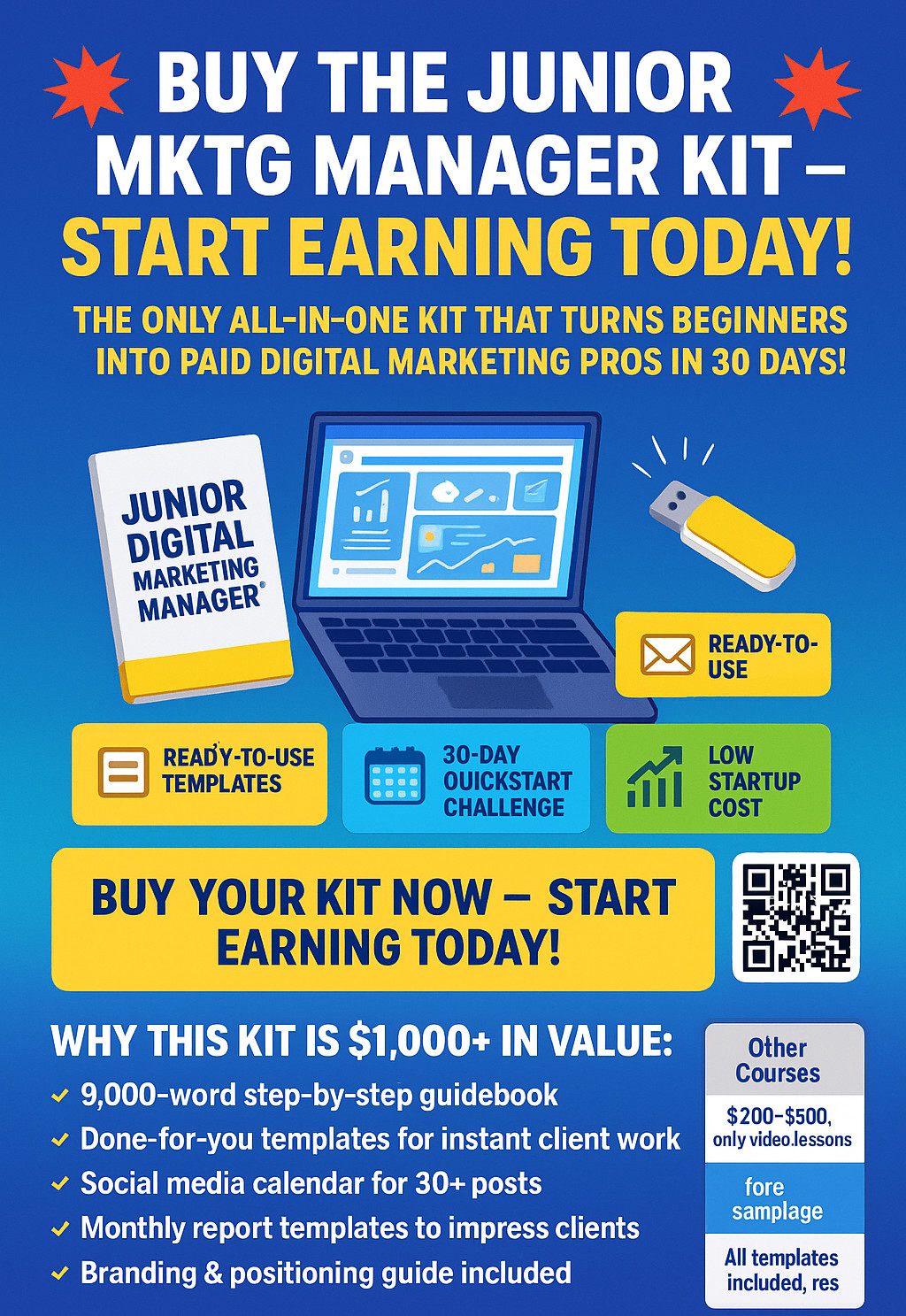 Junior Digital Marketing Manager Kit Training + Templates USB + BuildToBrand