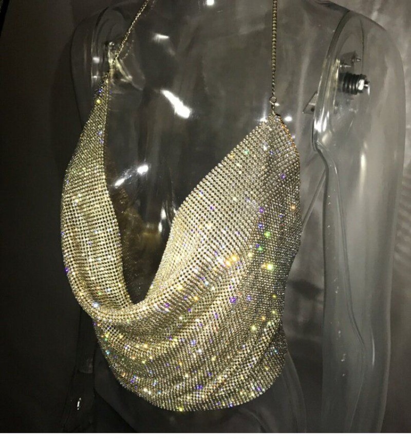 Shiny Colorful Halter Suspender Top