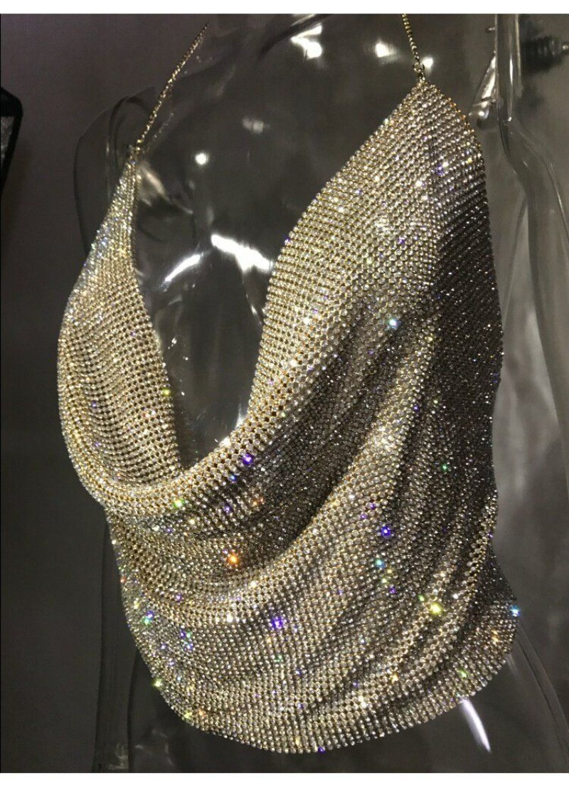 Shiny Colorful Halter Suspender Top
