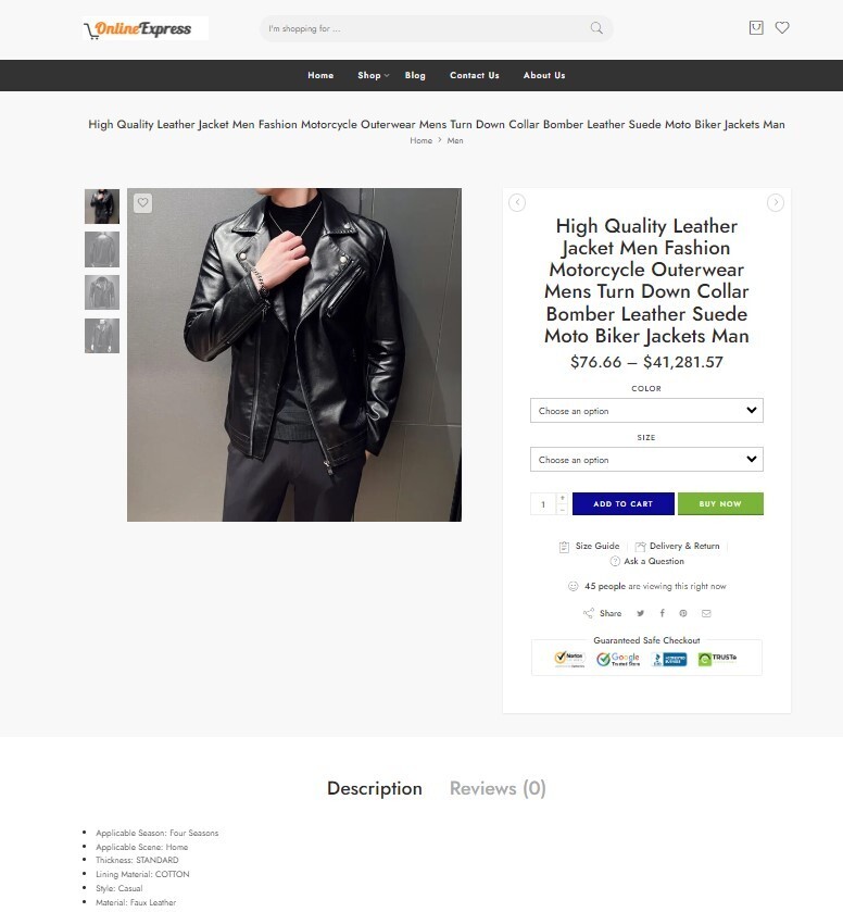 Leather Jackets Store Website, Make Money with Affiliate and Drop Shipping