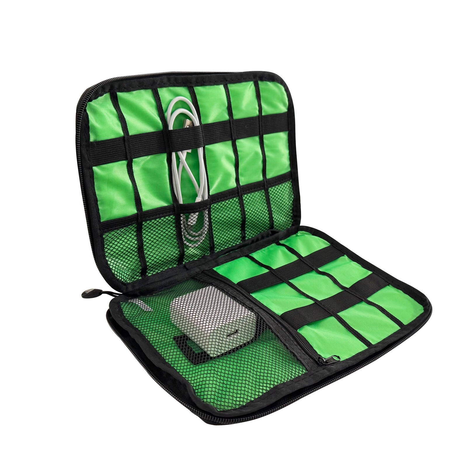 Storage Bag Mobile Phone Data Cable Portable Large Mesh Pocket Two-Way Zipper