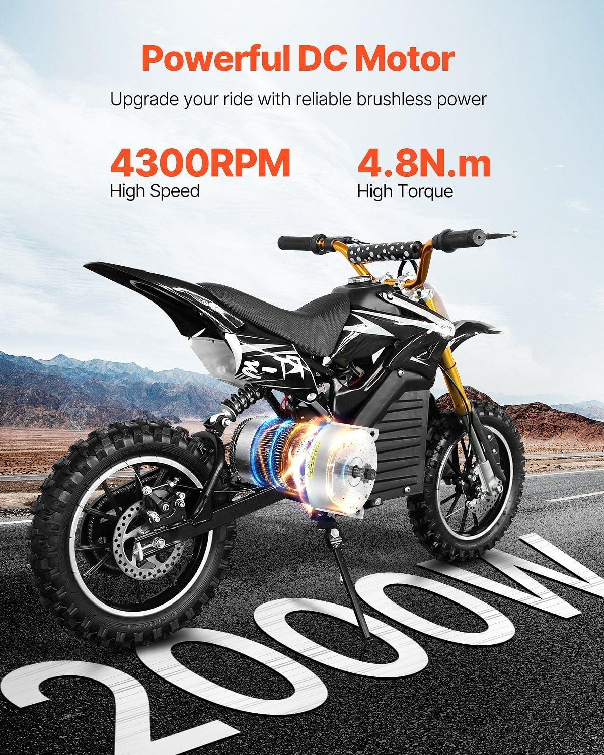 2000W Electric Brushless DC Motor Kit – 48V 4300rpm Motor with Upgraded Speed C