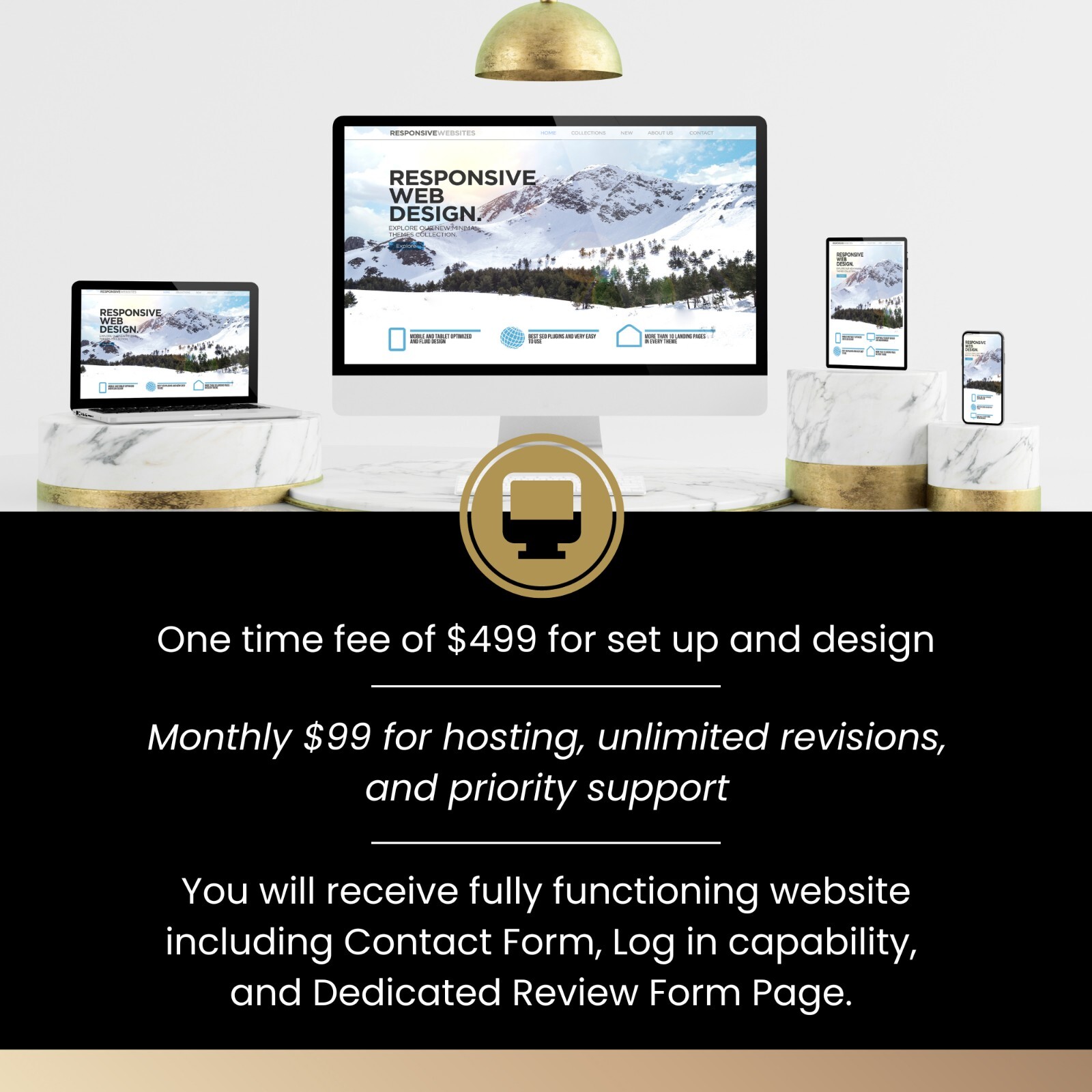 Website Design, Optimized, Mobile Friendly, Online Review Management Included