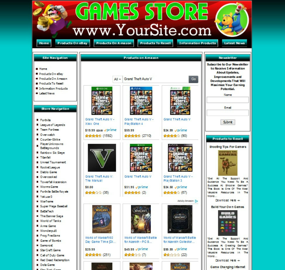VIDEO GAMES STORE Ecommerce Website for Sale