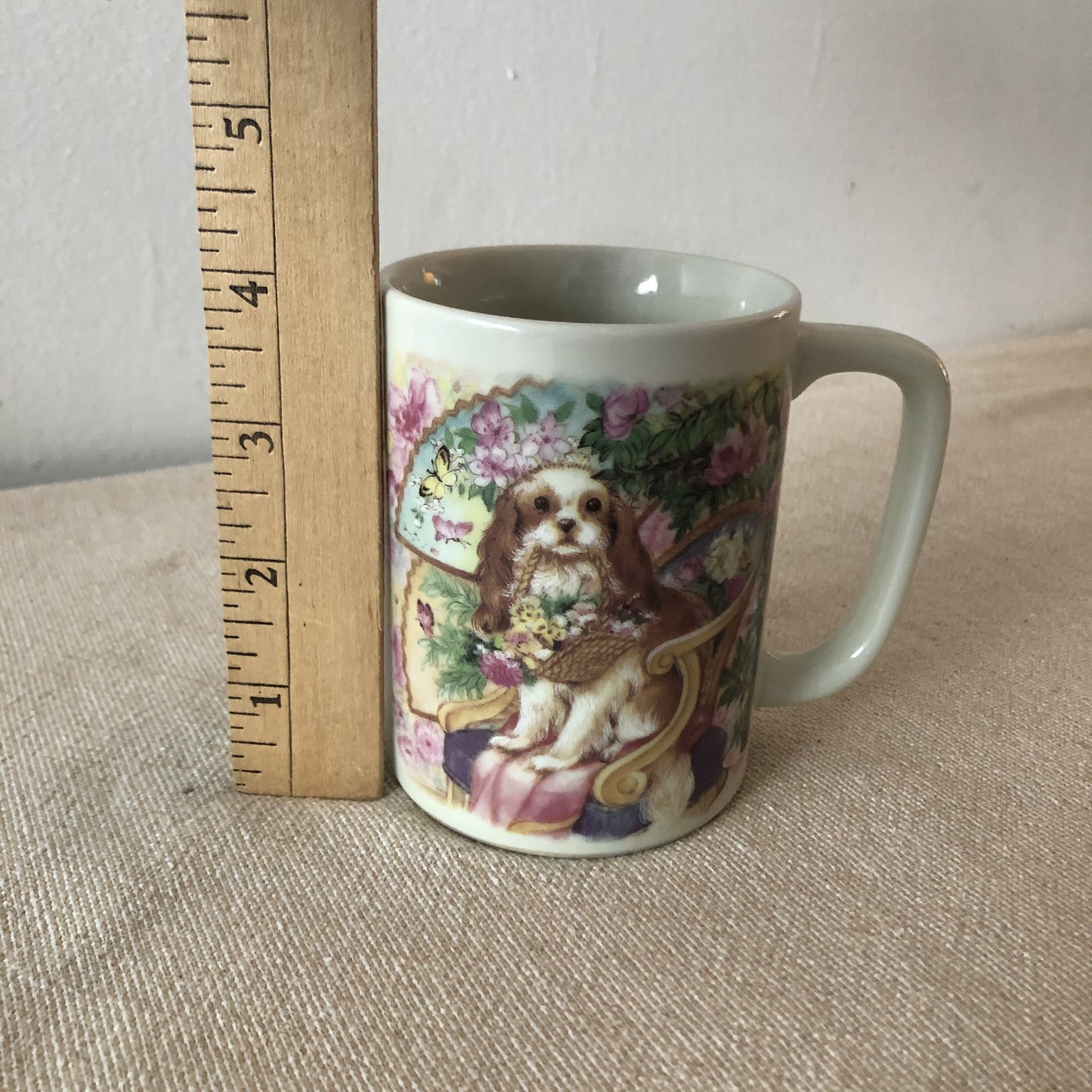Vintage Otagiri Japan Dog Floral Mug Sunrise Publications Cavalier