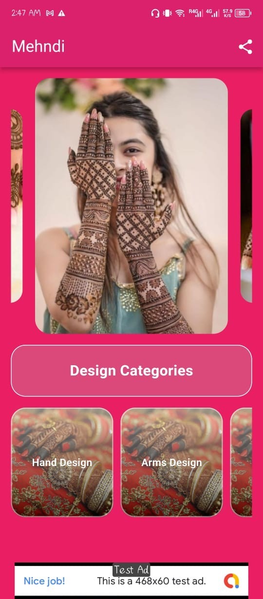 Mehndi Art Flutter App | Firebase Backend | AdMob Ads | Push Notifications