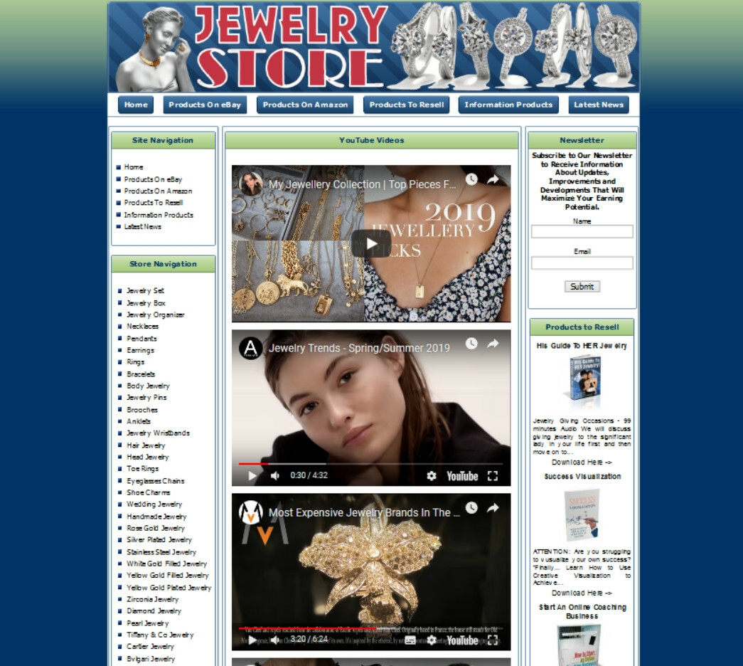 FINE JEWELRY STORE. Work at Home. Affiliate Website Amazon Store+Google