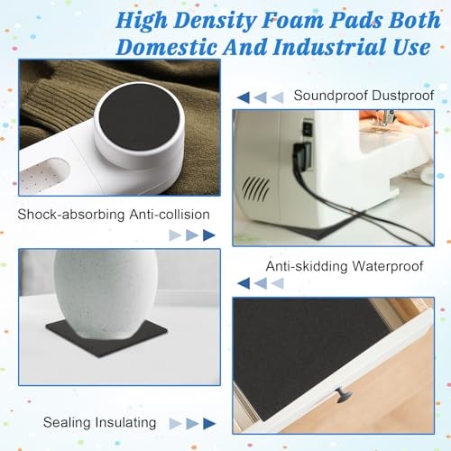 22 Pcs Adhesive Foam Padding 4×4 Inch Black Self Stick Neoprene Rubber Sheets